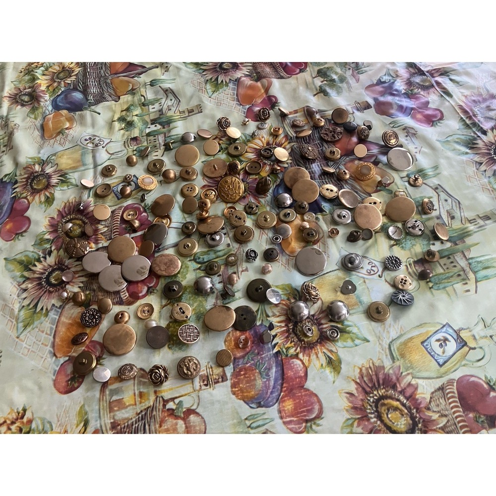 Vtg Gold Tone Buttons Lot of 150 Mixed Some Unique Rare Sets & Individual Shank